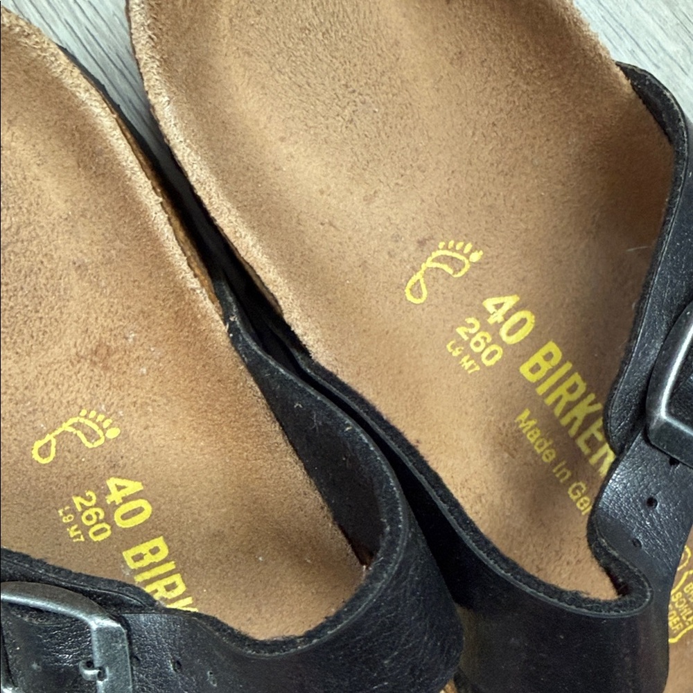 Birkenstock Black Leather Triple-Strap Sandals - Picture 3 of 4